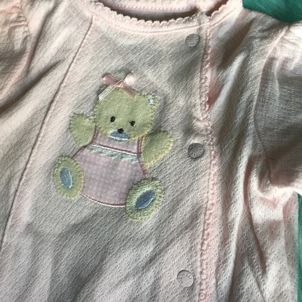 🆕 Little Me Pink Teddy Bear Footed Sleeper | Newborn | NWT